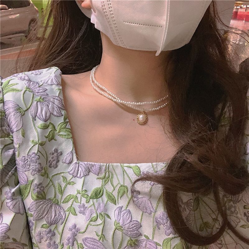 Frau Retro Geometrisch Legierung Halsband Perlen Künstliche Perlen Halsband