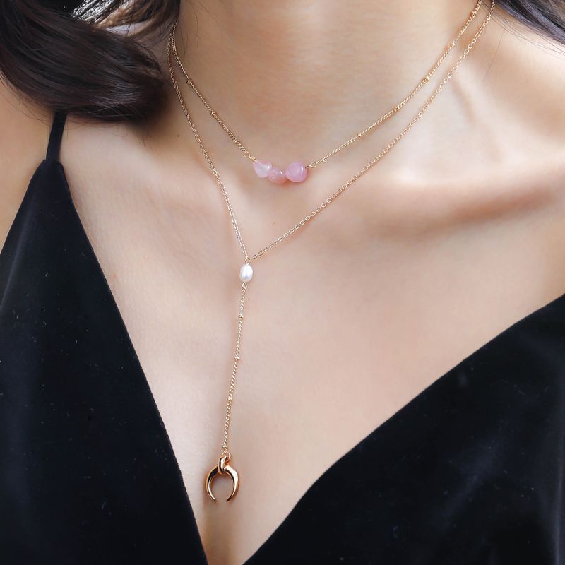 Women's Fashion Moon Alloy Natural Stone Necklace Plating No Inlaid Necklaces