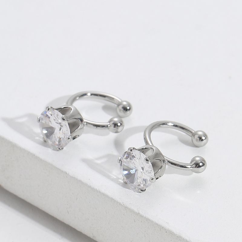 Fashion Geometric Alloy Inlay Artificial Rhinestones Ear Clips