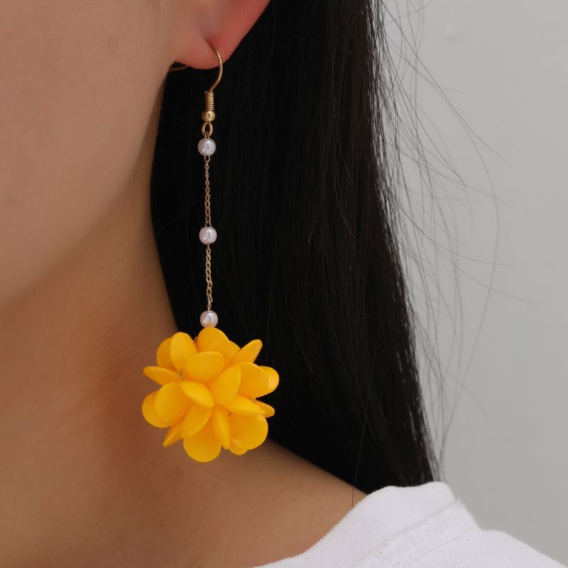 Fashion Flower Synthetic Resin Alloy Spray Paint Splicing Dangling Earrings