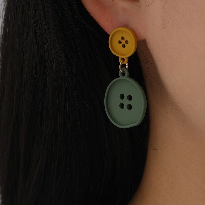 Women's Cute Button Arylic Synthetic Resin Earrings Spray Paint Earrings