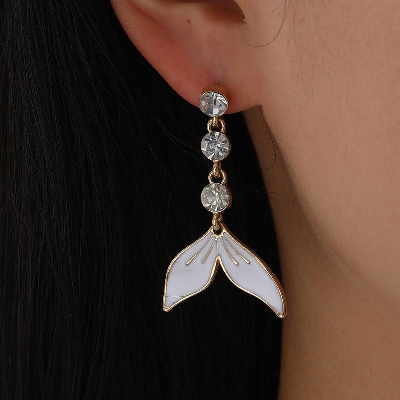 Women's Fashion Fish Tail Alloy Earrings Diamond Artificial Rhinestones Earrings