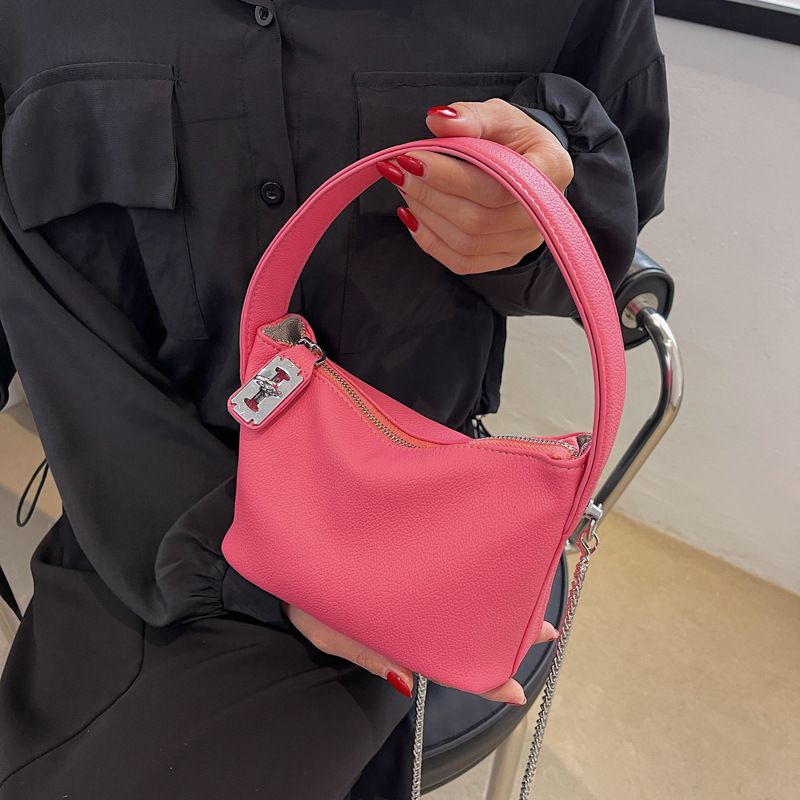 Women's Artificial Leather Solid Color Vintage Style Fashion Square Zipper Handbag Crossbody Bag