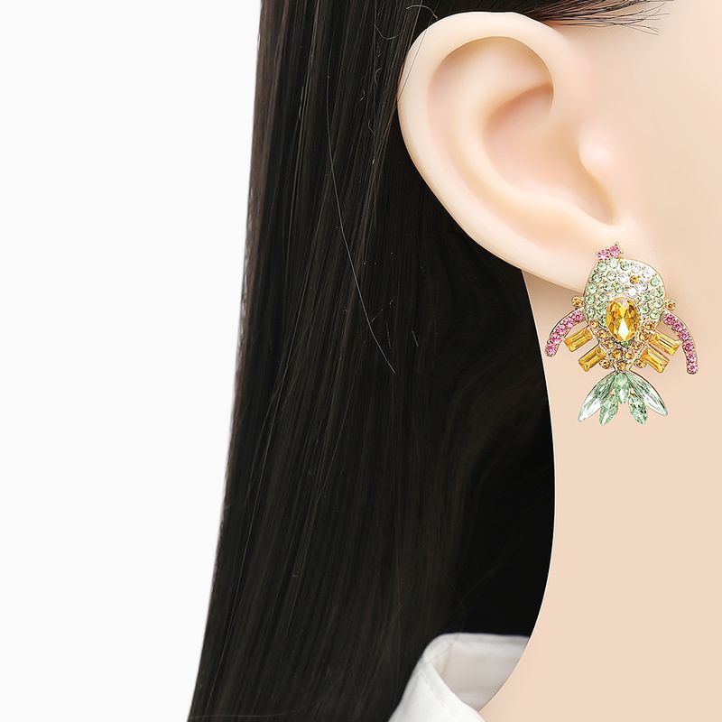Frau Ursprüngliches Design Lustiges Neuheit Fisch Legierung Ohrringe Geometrie Diamant Künstliche Strasssteine Künstliche Perlen Drop Ohrringe