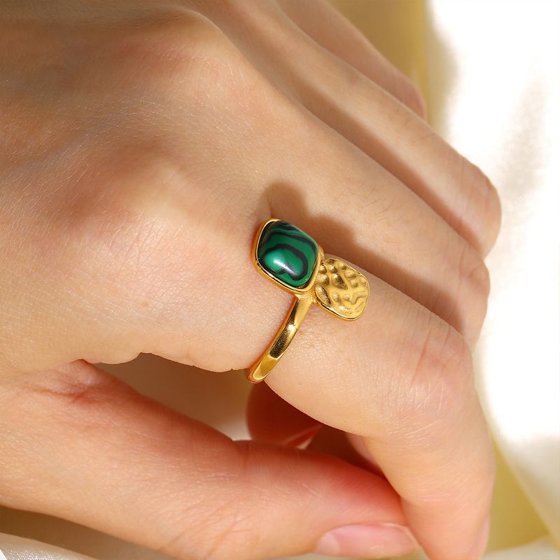 Women's Retro Fashion Geometric Stainless Steel Ring Turquoise