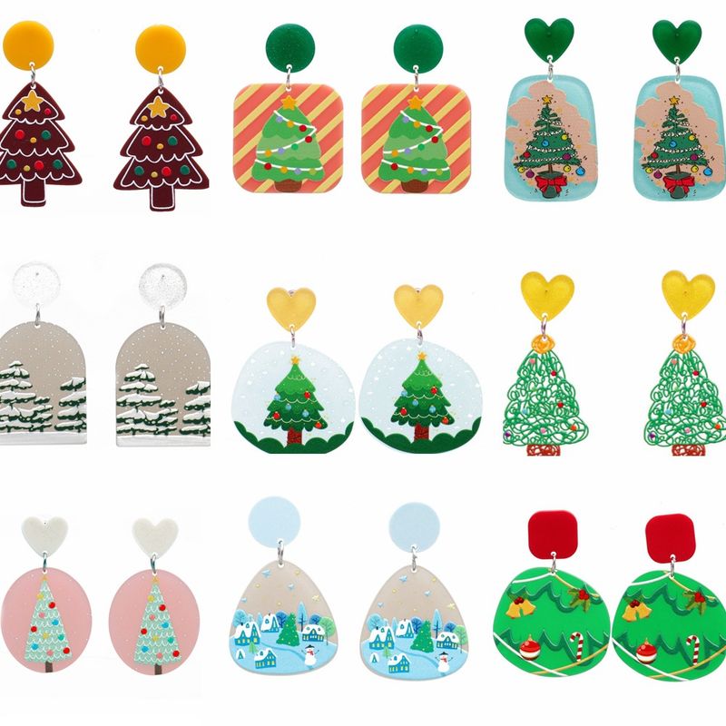 Fashion Christmas Tree Acrylic No Inlaid Earrings