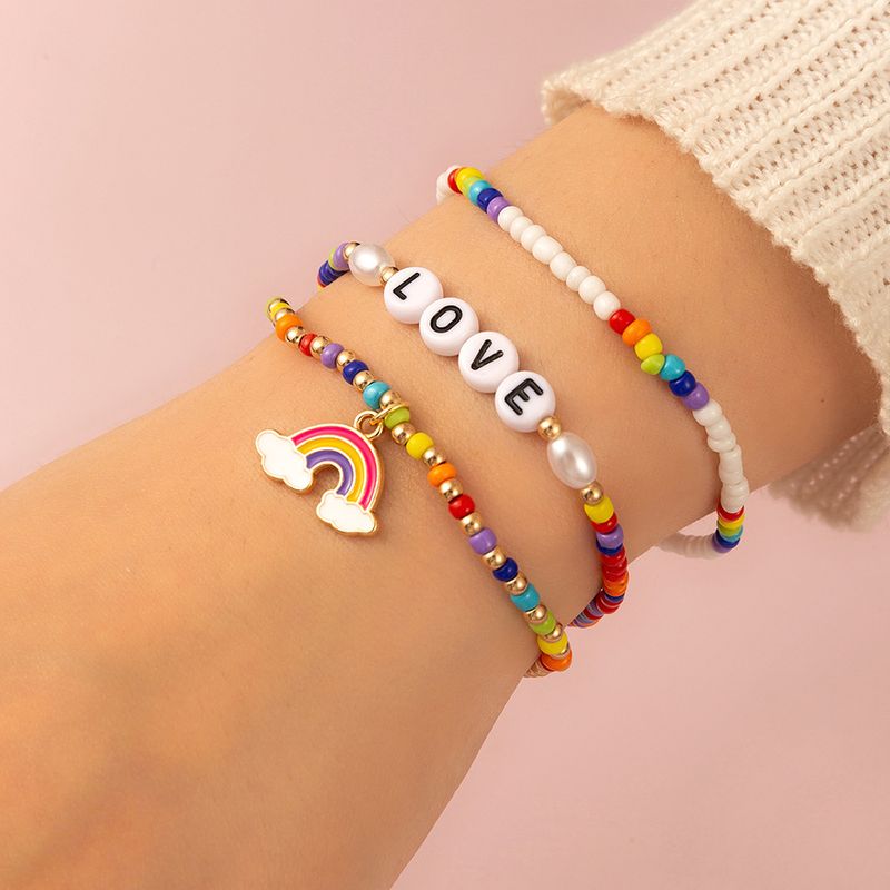 Fashion Beach Letter Rainbow Plastic/resin Beads Bracelets