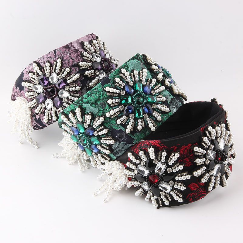 Women's Fashion Snowflake Pearl Headwear Inlay Rhinestone Pearl Hair Band