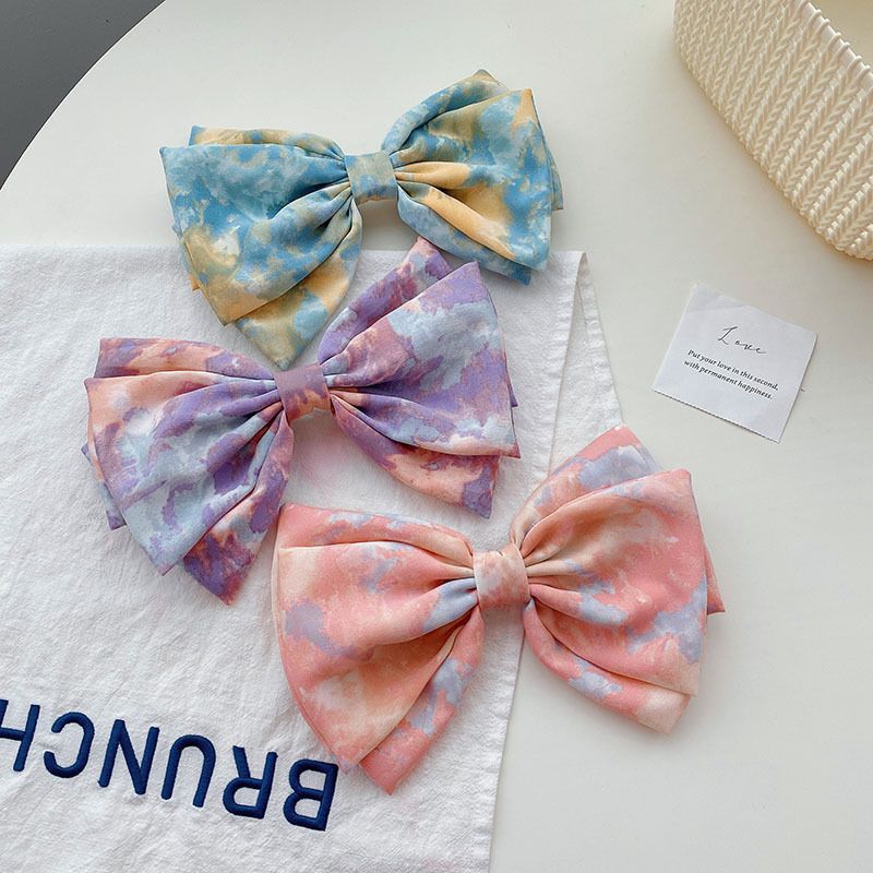 Women's Sweet Simple Style Printing Bow Knot Cloth Headwear Hair Clip
