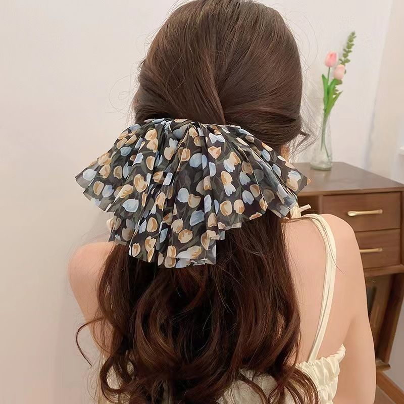 Women's Fashion Sweet Flower Bow Knot Cloth Hair Accessories Printing Hair Band