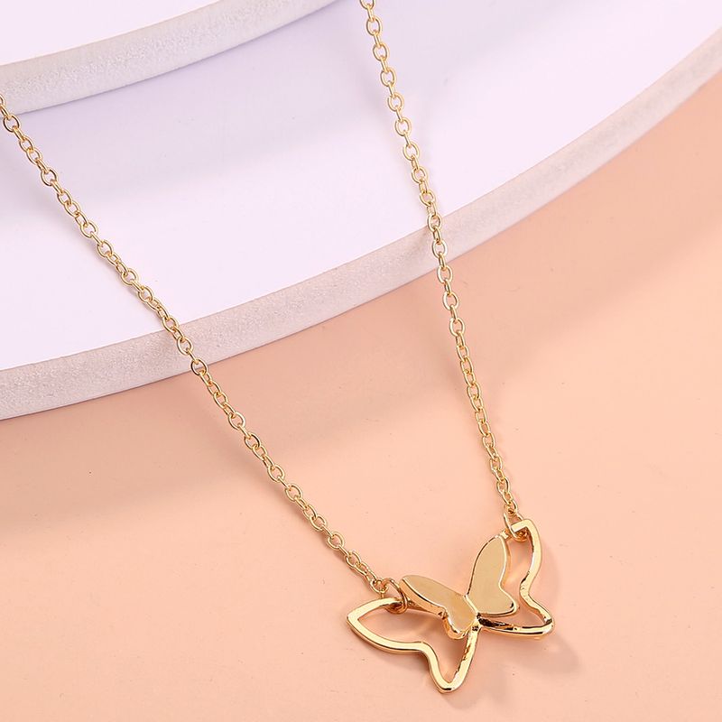 Simple Style Butterfly Alloy Plating Necklace 1 Piece