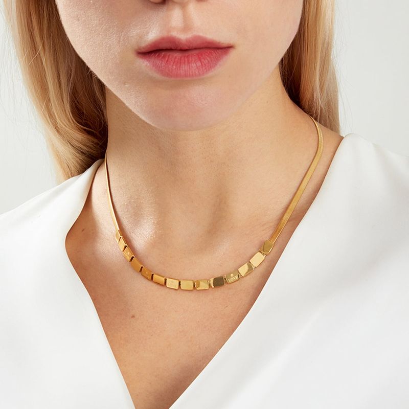 201 Edelstahl 18 Karat Vergoldet Einfacher Stil Überzug Quadrat Halskette