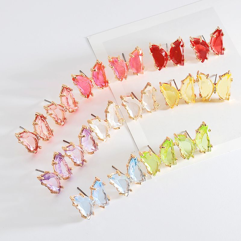 Korean Style Earrings Summer Transparent Butterfly Earrings Simple Crystal Earrings Wholesale Nihaojewelry