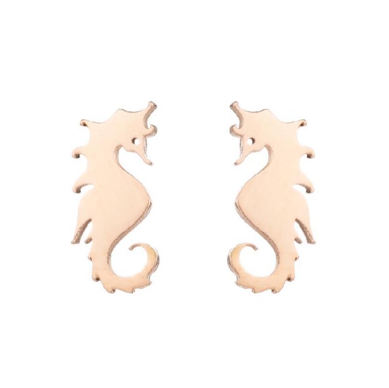 Women's Fashion Hippocampus Stainless Steel No Inlaid Ear Studs Stainless Steel Earrings
