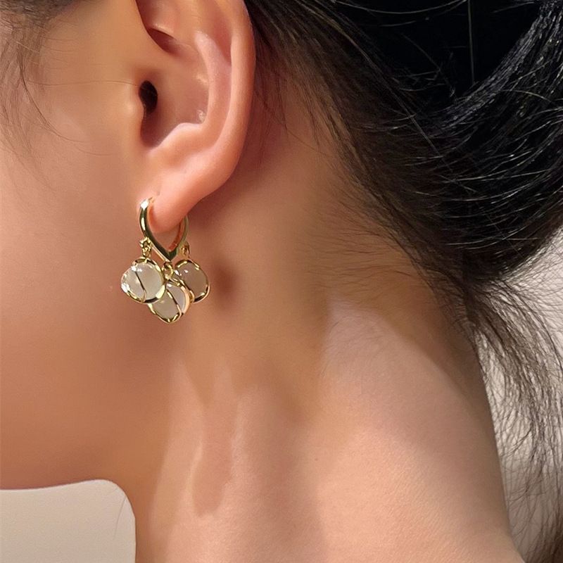 Women's Elegant Geometric Copper Opal Earrings Inlay Drop Earrings