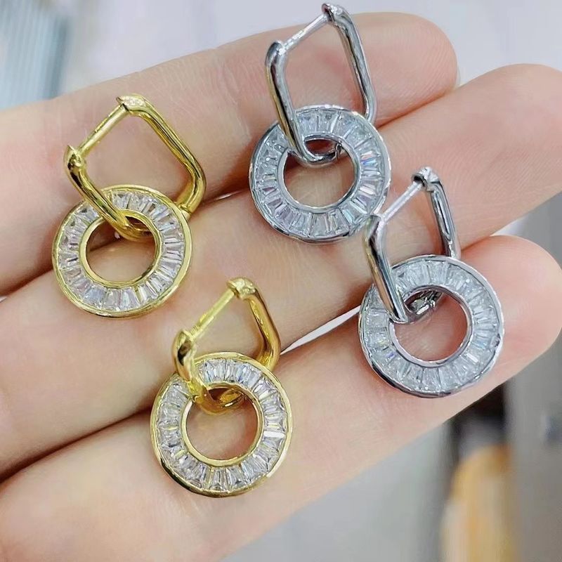 Women's Fashion Geometric Copper Zircon Earrings Plating Inlaid Zircon Drop Earrings