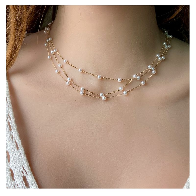 Einfacher Stil Geometrisch Legierung Überzug Perle Halskette