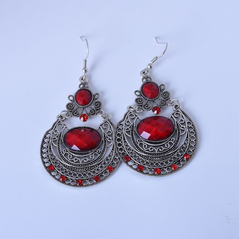 Ethnic Style Water Drop Alloy Plating Inlay Artificial Crystal Earrings