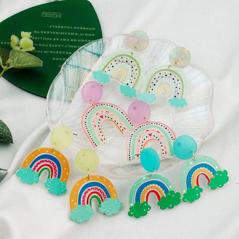 Women's Cute Clouds Rainbow Synthetic Resin Earrings Earrings