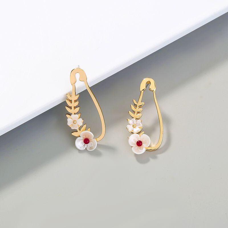 Wholesale Jewelry 1 Pair Sweet Flower Alloy Resin Earrings