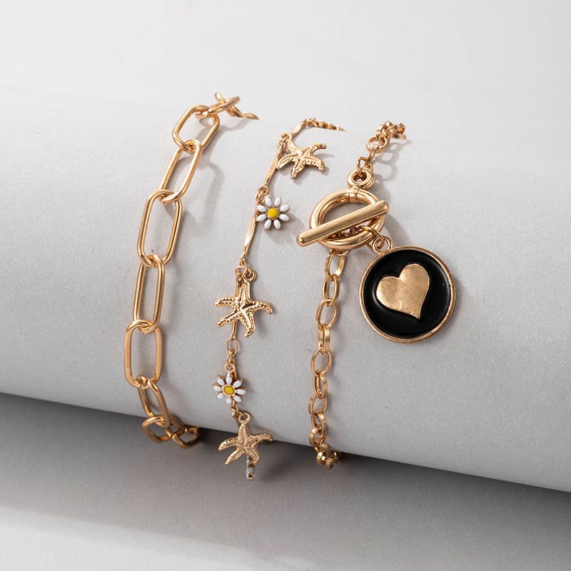 Fashion Sweet Simple Style Starfish Heart Shape Daisy Alloy Anklet