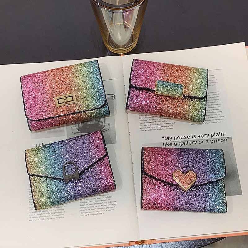 Unisex Streetwear Gradient Color Splicing Soft Surface Square Buckle Envelope Bag Pu Leather Wallets