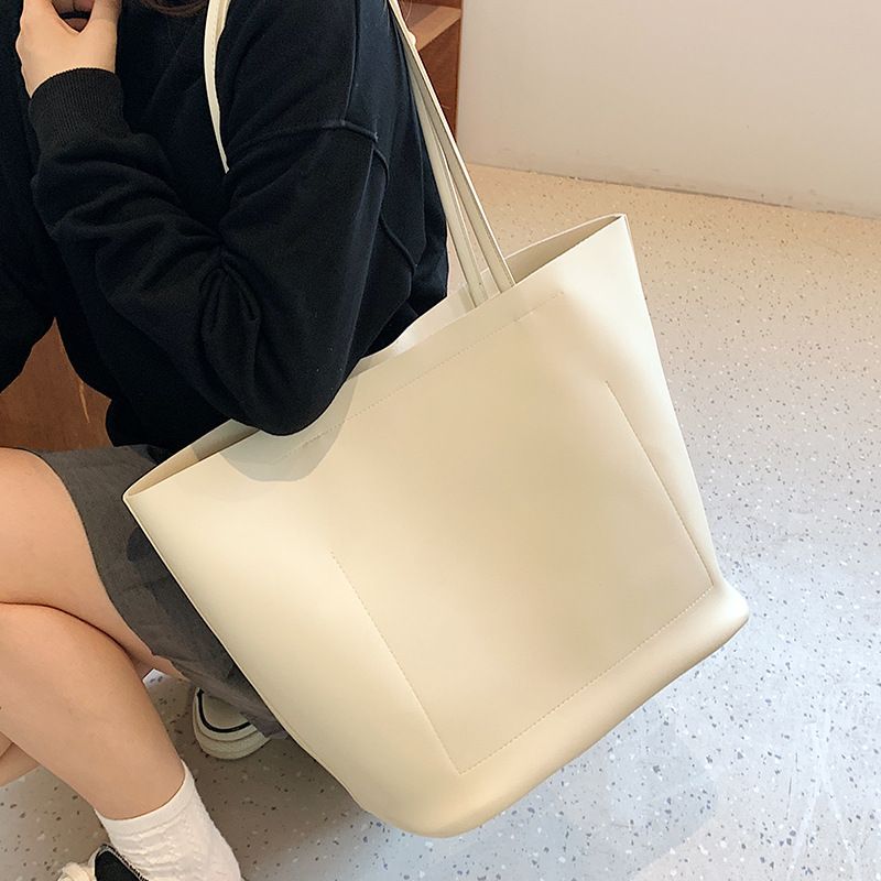 Women's Fashion Solid Color Shopping Bag-typed Magnetic Buckle Shoulder Bag Tote Bag Pu Leather Shoulder Bags