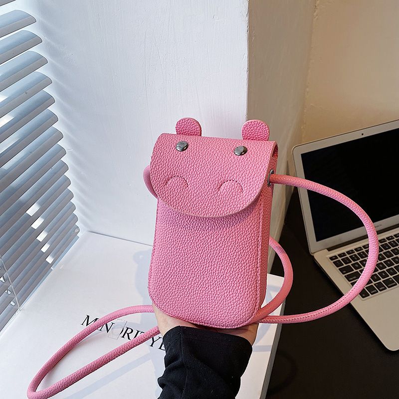 Women's Pu Leather Solid Color Cute Fashion Soft Surface Square Magnetic Buckle Shoulder Bag Phone Wallet Crossbody Bag
