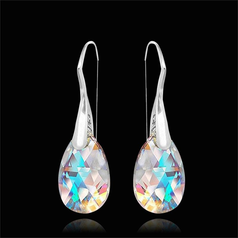 Women's Romantic Water Drop Alloy Earrings Water Drop Artificial Crystal Earrings