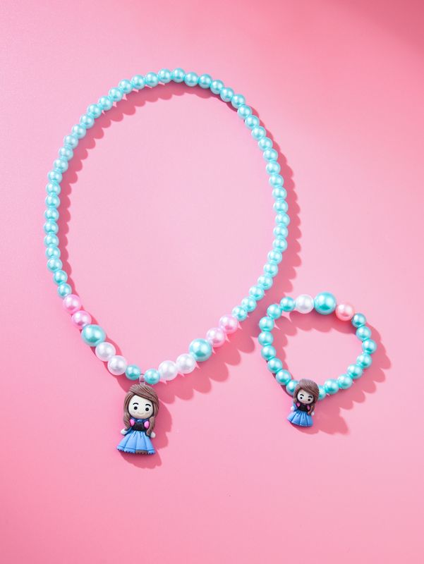 Cute Cartoon Character Arylic Beaded Pendant Necklace Bracelets