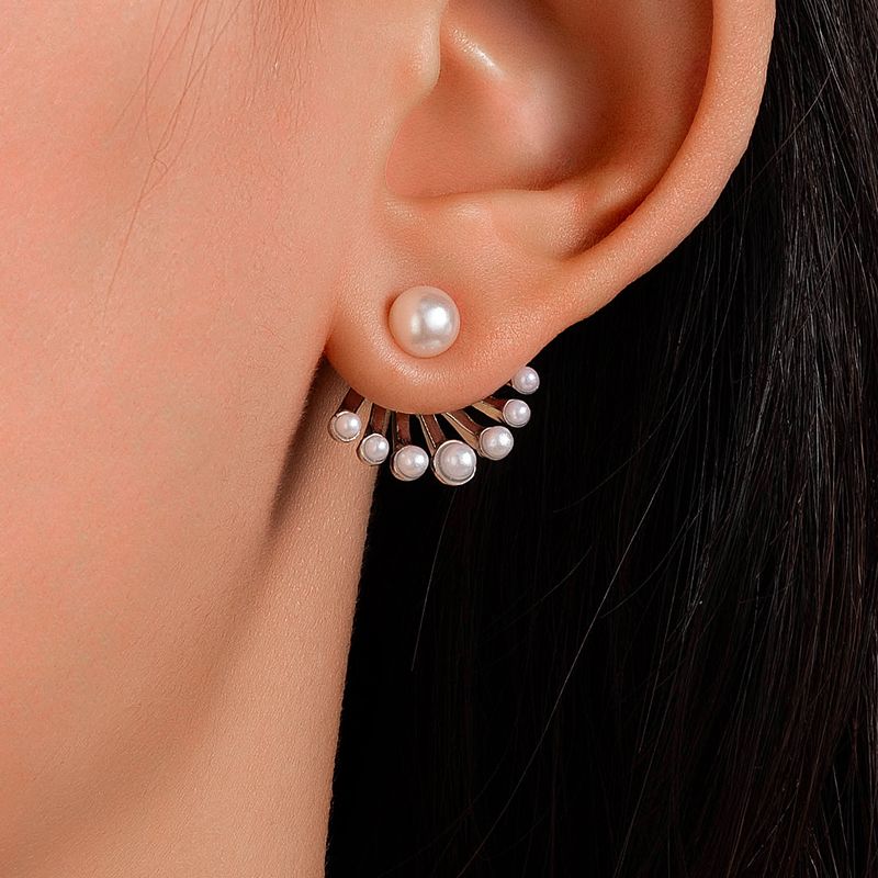 Modern Style Alloy Geometric Pattern Ear Studs Daily Artificial Pearl Stud Earrings