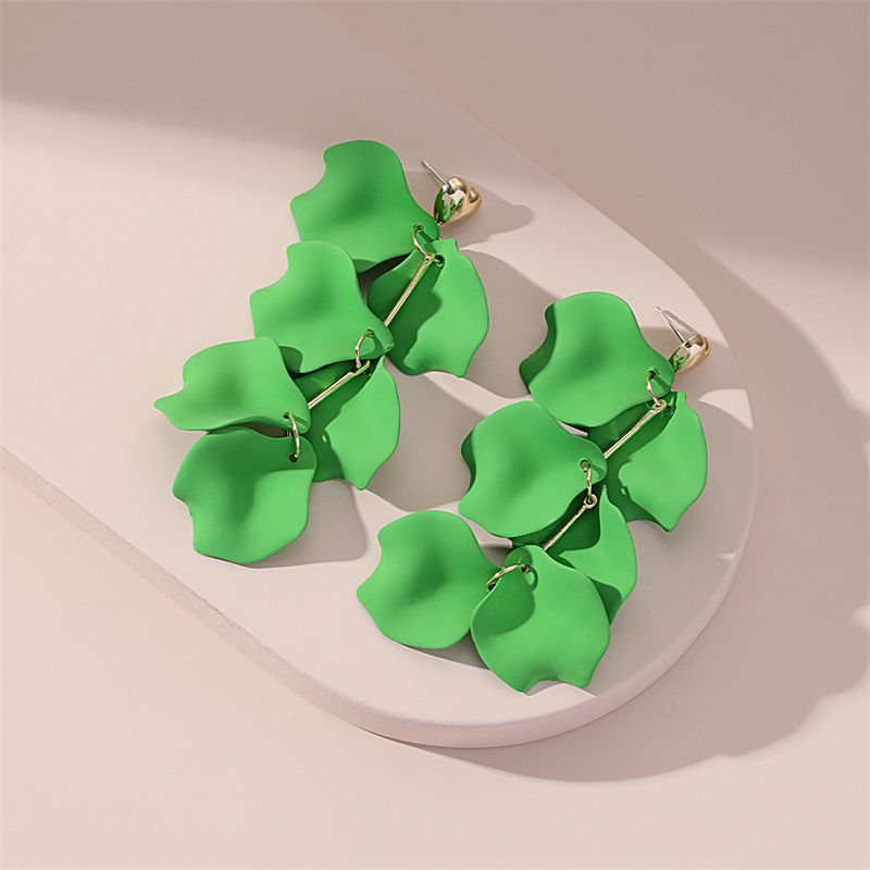 New Style Creative Solid Color Leaves Long Pendant Earrings