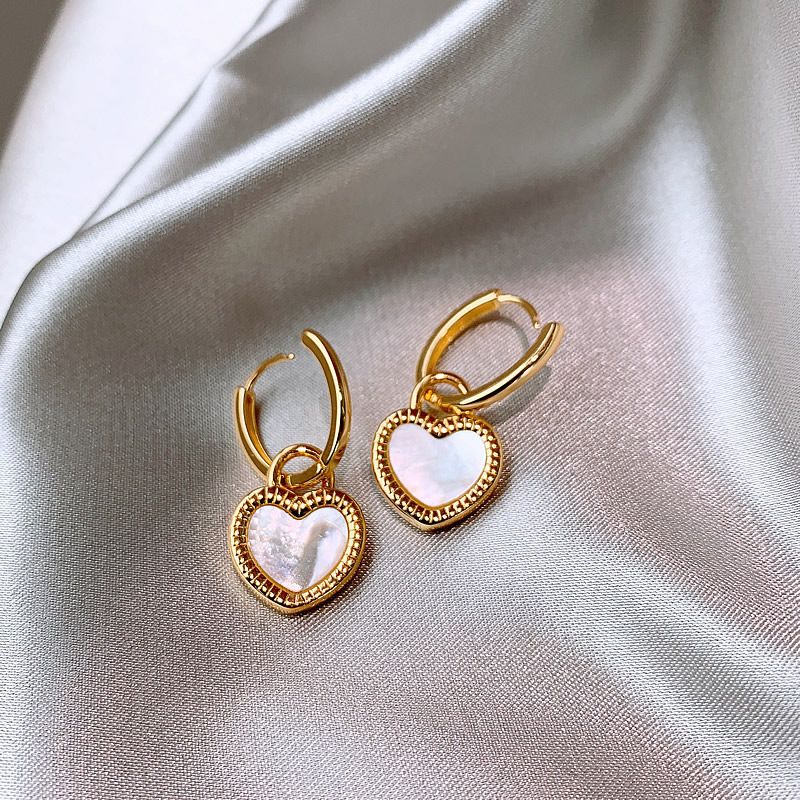 Fashion Double-sided Color Heart-shape Lock Gold Alloy Ear Clip