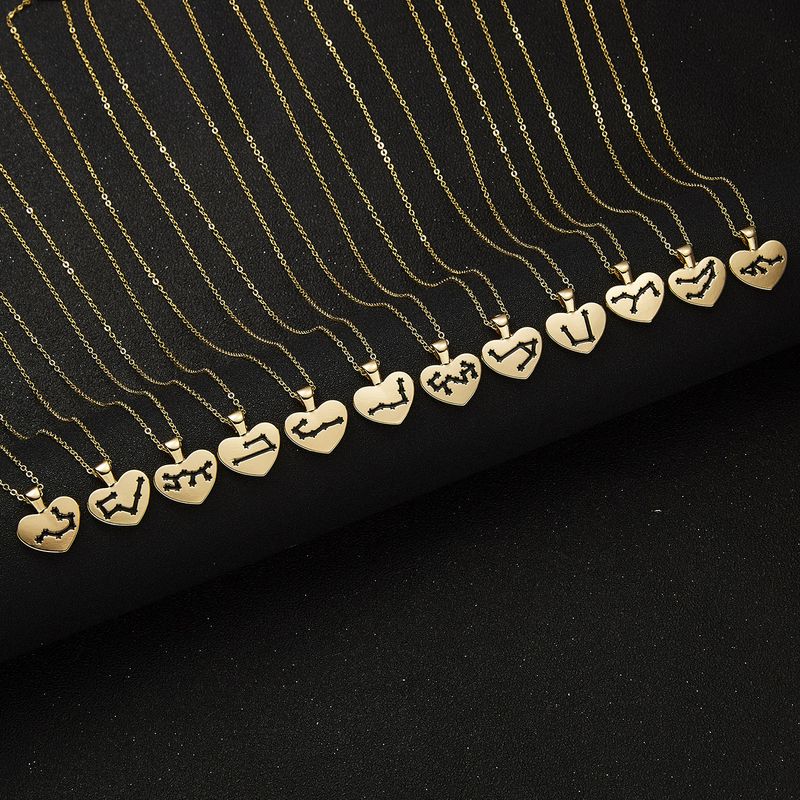 Fashion Creative Heart Shaped Pendant Twelve Constellation Paper Card Alloy Necklace Wholesale