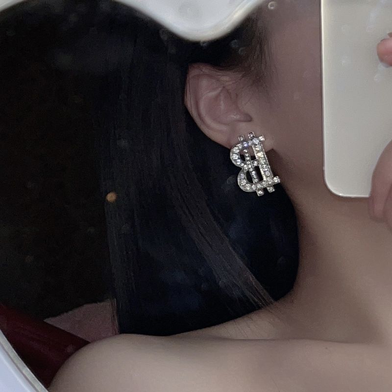 Women's Hip-hop Letter Alloy Earrings Inlay Rhinestone Earrings