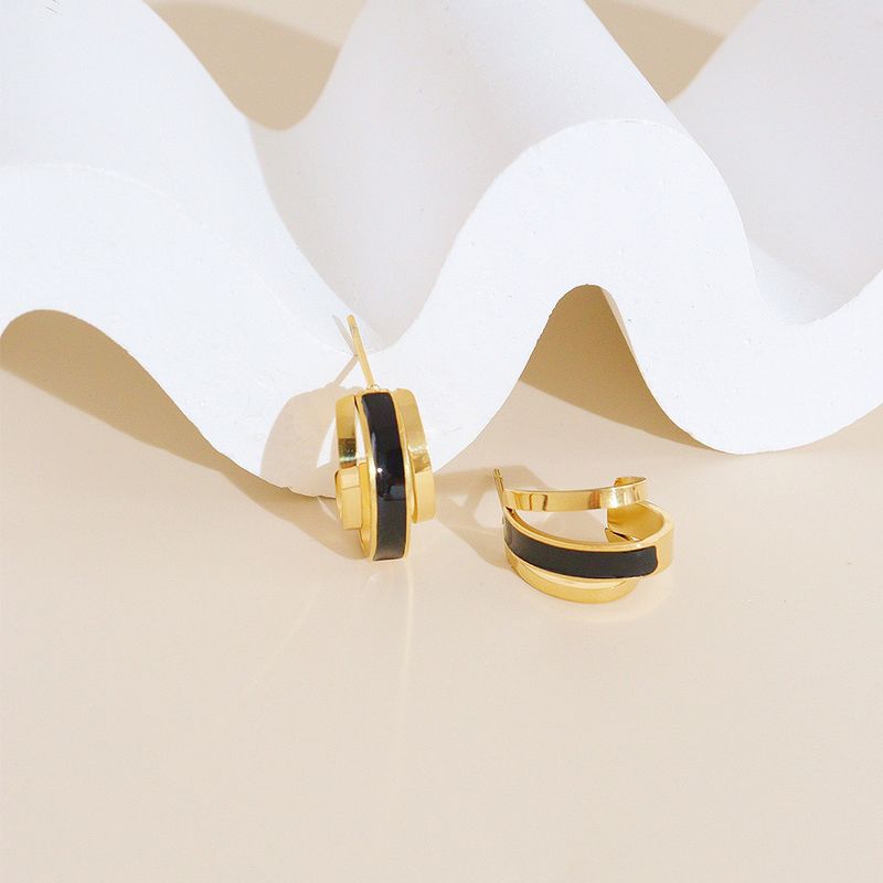 Women's Simple Style Geometric Stainless Steel Ear Studs No Inlaid Stainless Steel Earrings