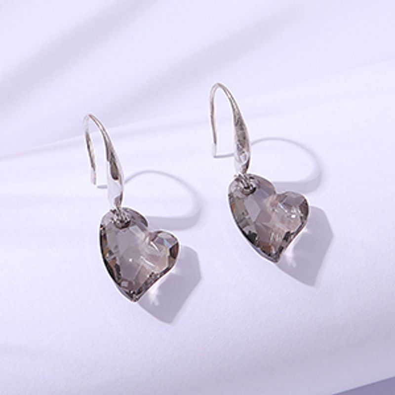 Fashion Heart Shape Copper Crystal Earrings