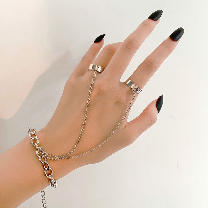 Simple Style Geometric Imitation Pearl Alloy Plating Metal Mitten-type Bracelet