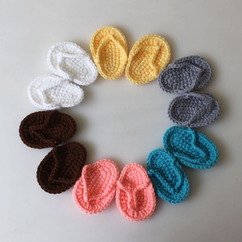 New Newborn Baby Mini Crocheted Small Slippers Solid Color Shoes