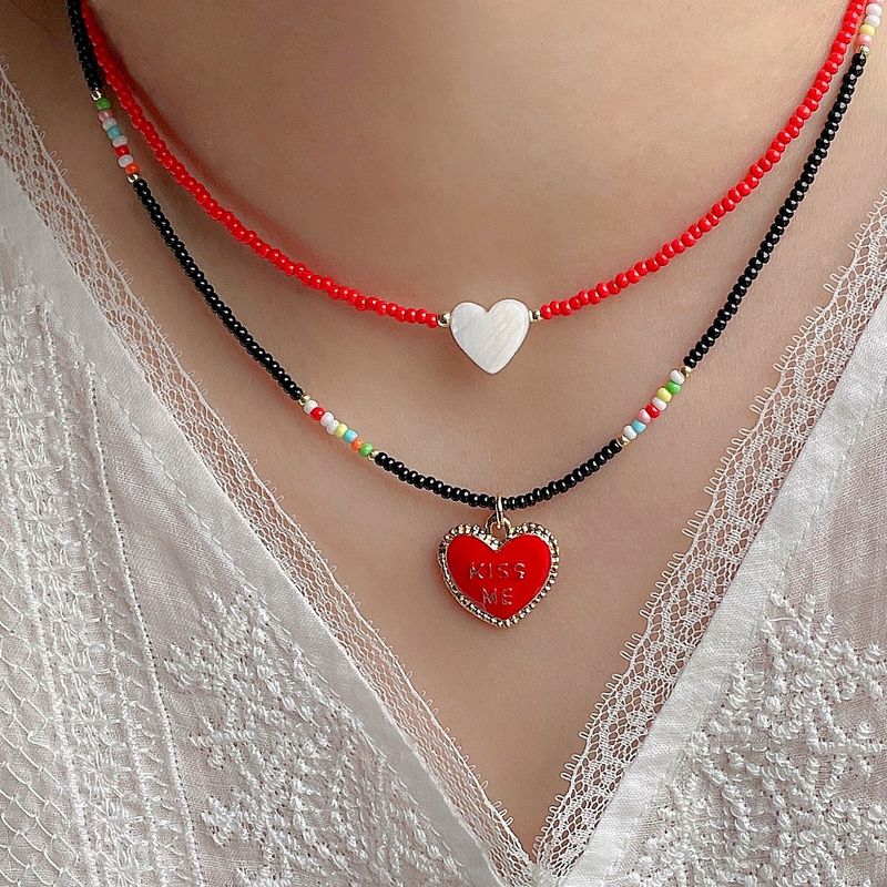 Einfacher Stil Herzform Perlen/perlen Hülse Halskette
