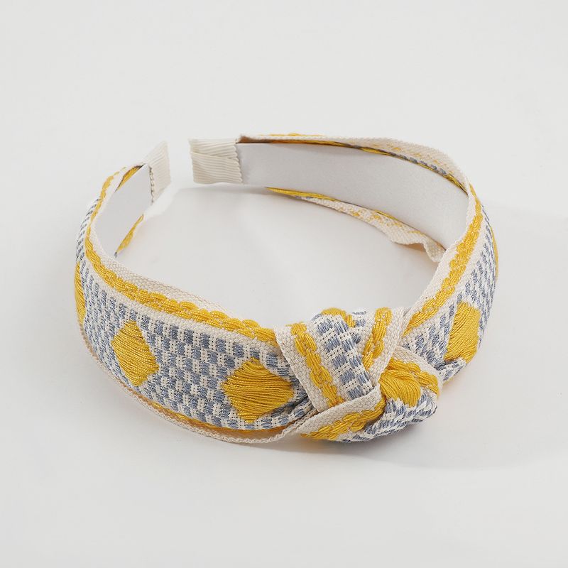 Sweet Plaid Cloth Embroidery Hair Band As Picture