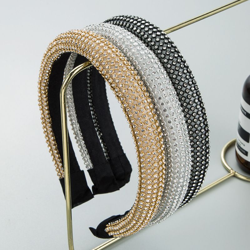 Baroque Style Solid Color Cloth Inlay Rhinestone Hair Band