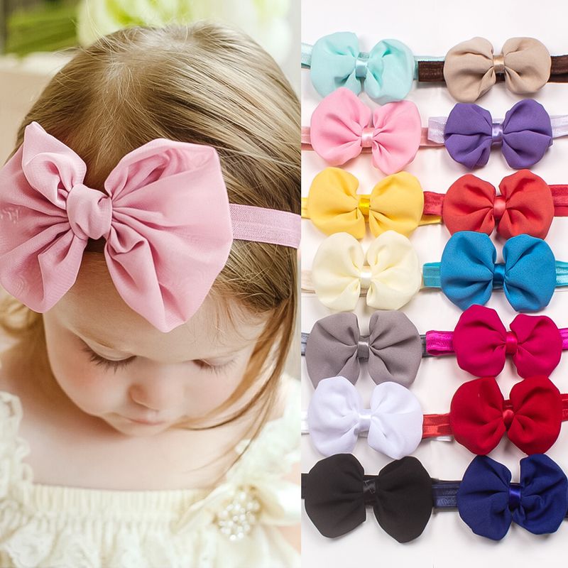 Cute Solid Color Bow Knot Chiffon Hair Band