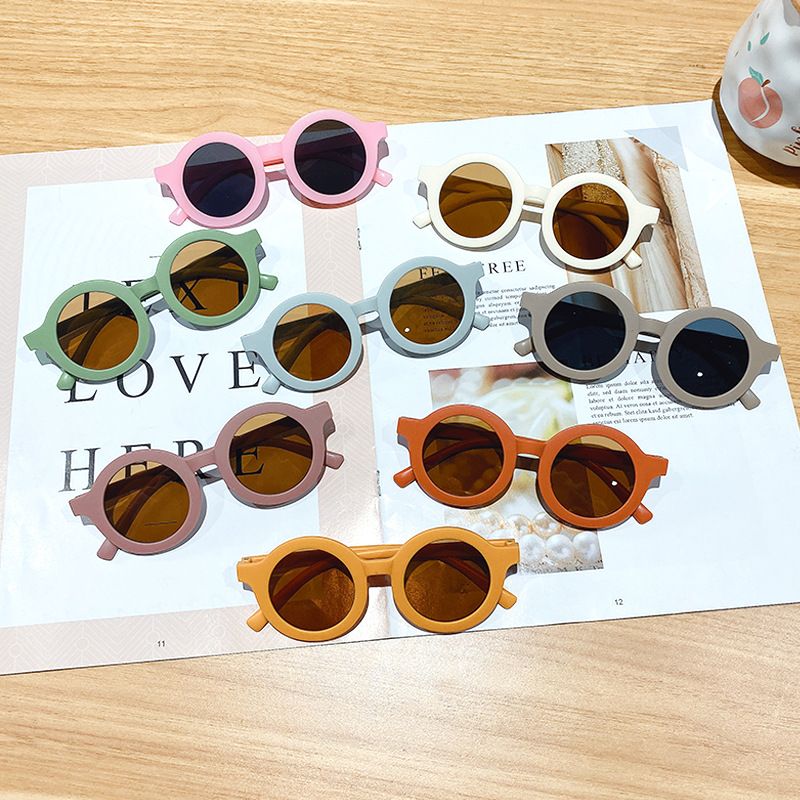 Children Unisex Cute Solid Color Pc Round Frame Sunglasses