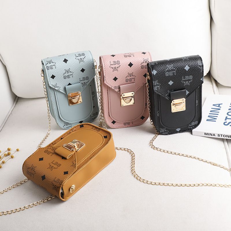 Cute Letter Printing Square Buckle Phone Wallet