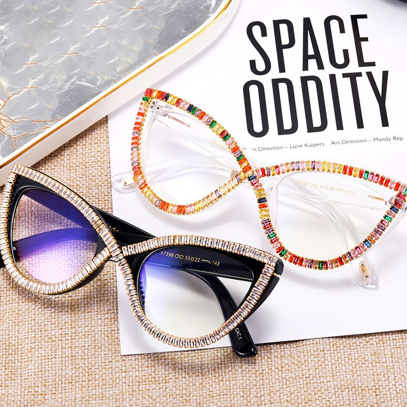 Fashion Colorful Pc Cat Glasses Diamond Glasses