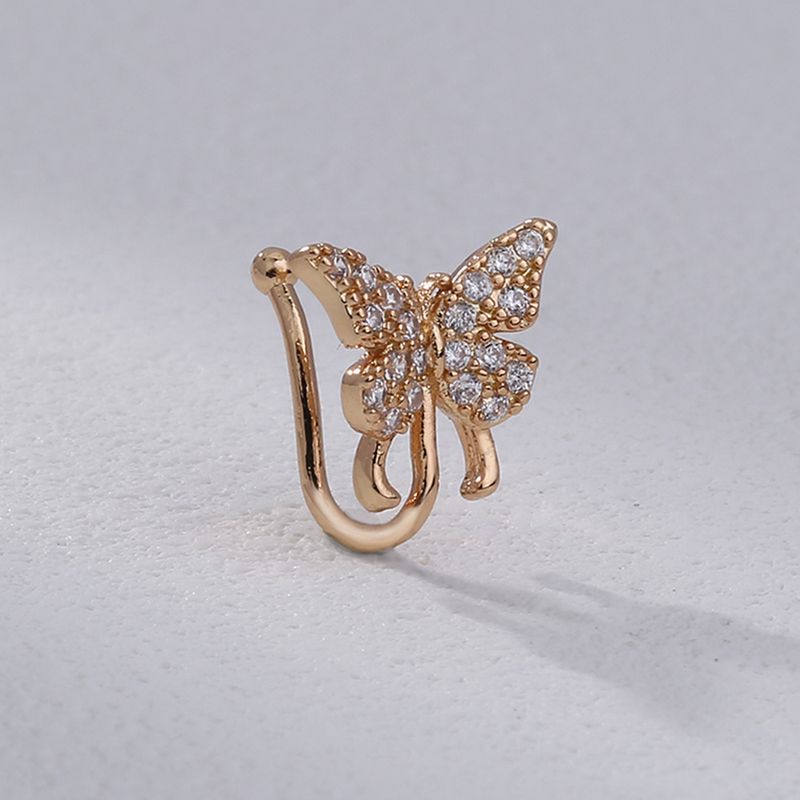 Fashion Butterfly Copper Plating Zircon Nose Ring