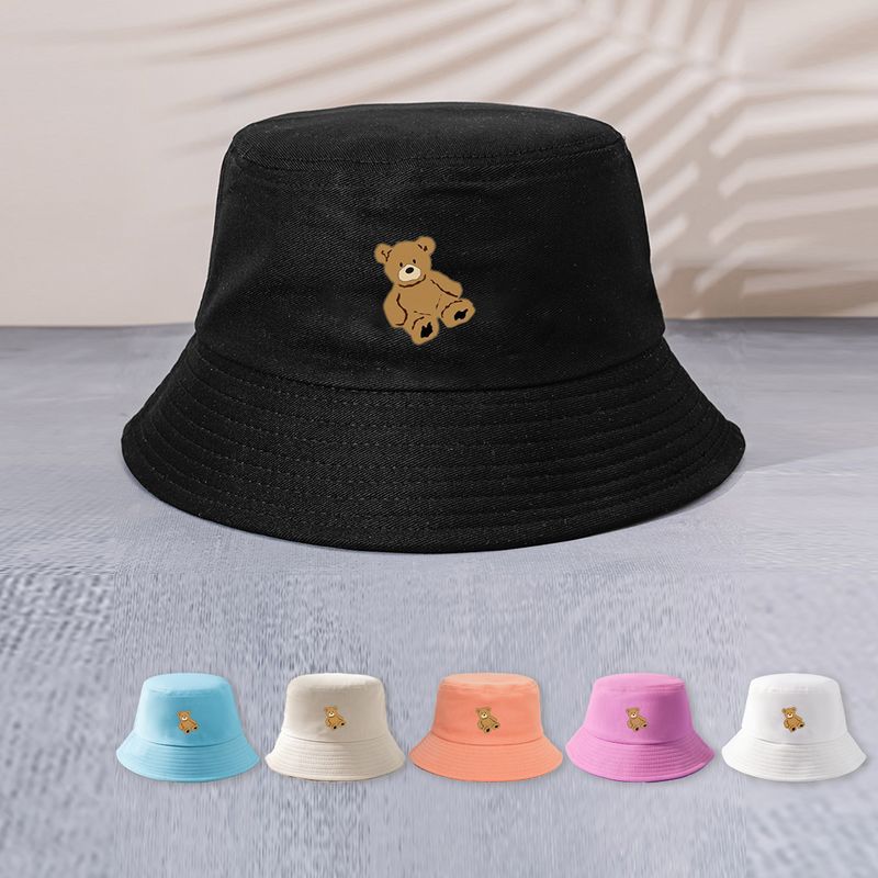 Unisex Simple Style Bear Wide Eaves Bucket Hat