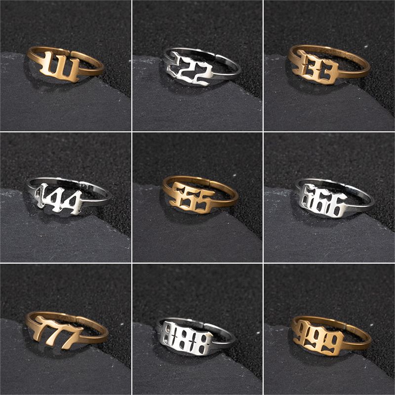 Fashion Number Stainless Steel Open Ring Plating No Inlaid Stainless Steel Rings