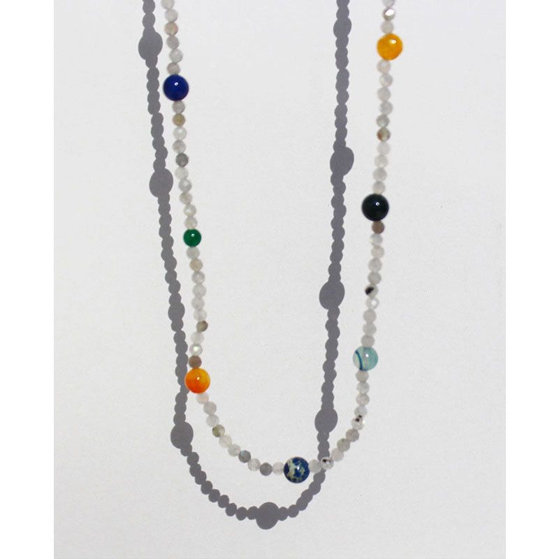 Retro Geometric Agate Inlay Beads Necklace